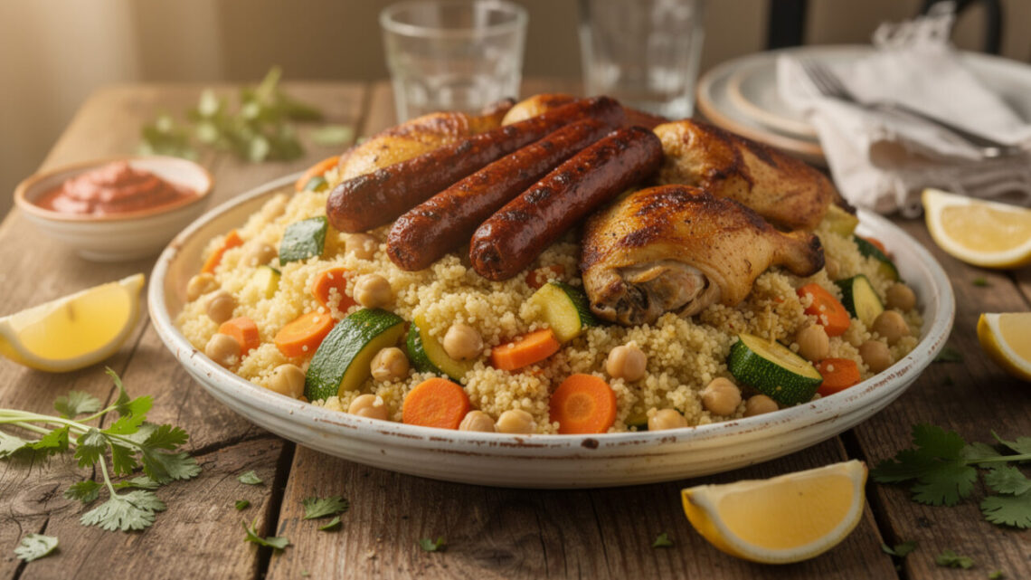 Recette savoureuse de couscous merguez et poulet pour un repas convivial