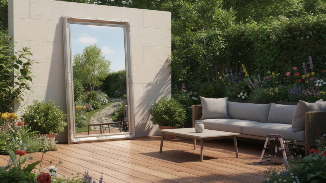Installer un miroir de jardin trompe l’œil pour agrandir visuellement terrasse et extérieur