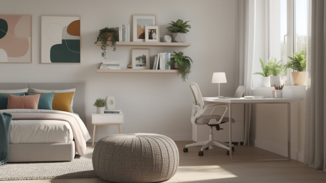 Intégrer un pouf pour chambre ado pour ajouter assise conviviale et touche déco pratique