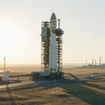 Les 6 meilleurs documentaires sur le cosmodrome de Baïkonour en 2026 Vue documentaire réaliste d'une fusée Soyouz sur son pas de tir dans la steppe kazakhe au lever du soleil.